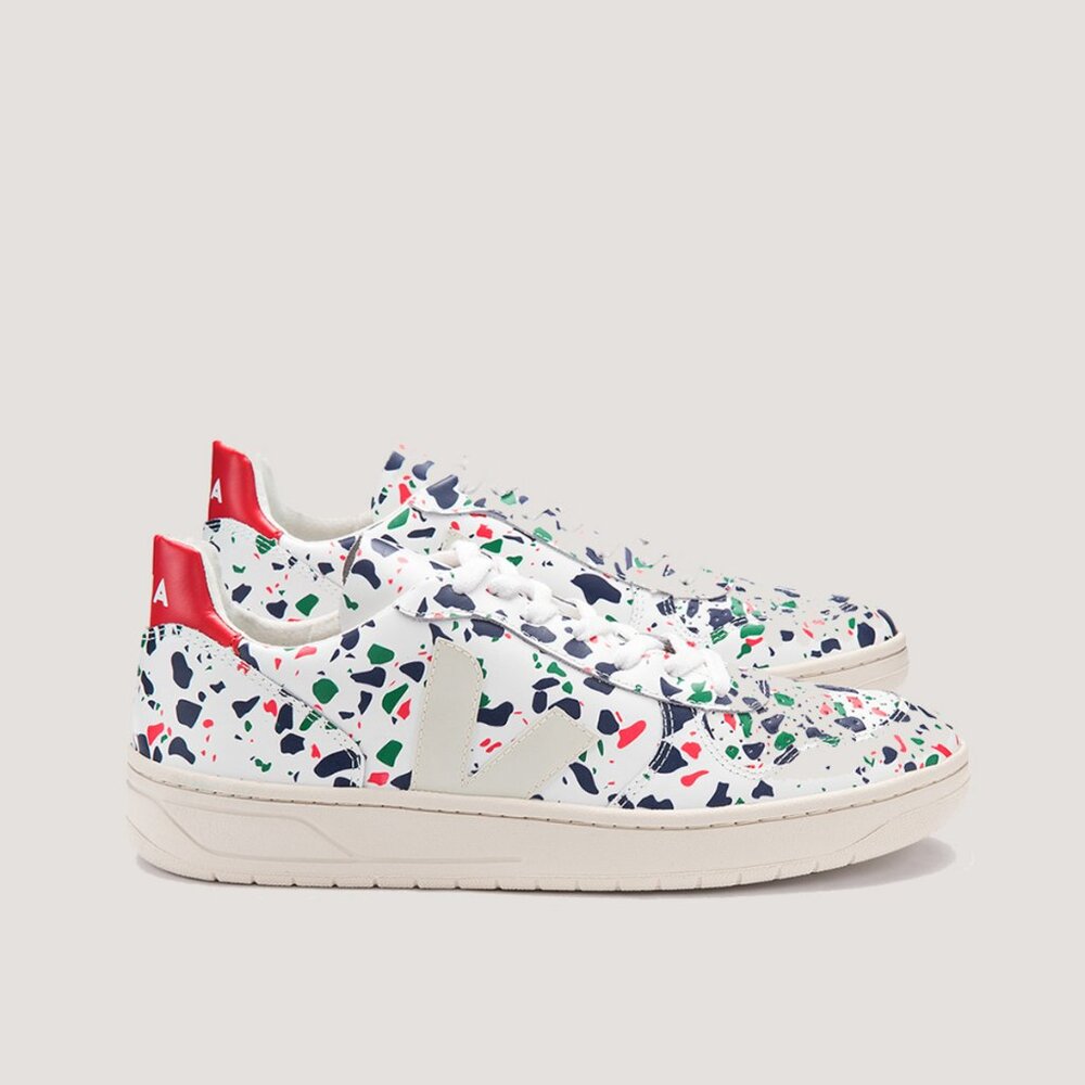 VEJA V-10 Leather Logo Low Top Sneakers Shoes Terrazzo 37